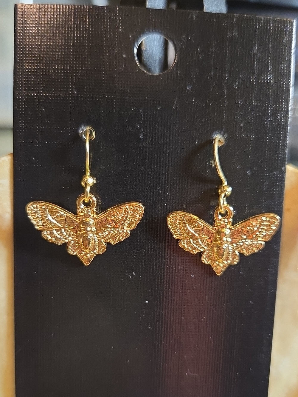 Goldtone Moth Drop Earrings - Women Jewelry